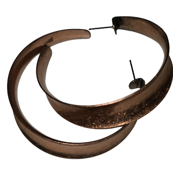 Copper Hoop Post Earrings 13 - Picture 2 of 3